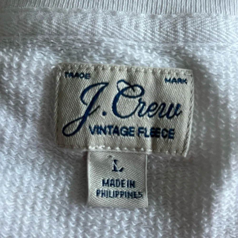 J.Crew Vintage Fleece White Cropped Sweatshirt Large